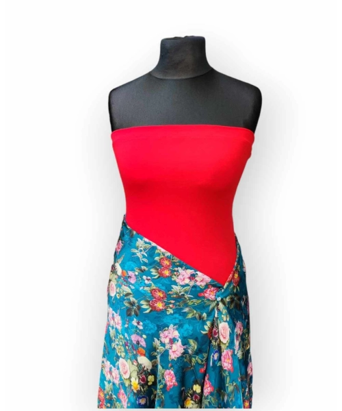 Krótki top damski plażowy Bluzka bez ramiączek - czerwony